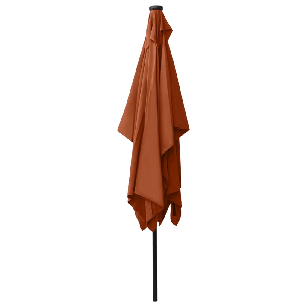 parasol med LED-lys og stålstang 2x3 m terrakotta
