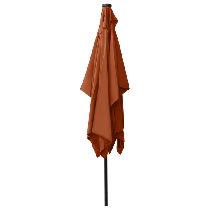 parasol med LED-lys og stålstang 2x3 m terrakotta