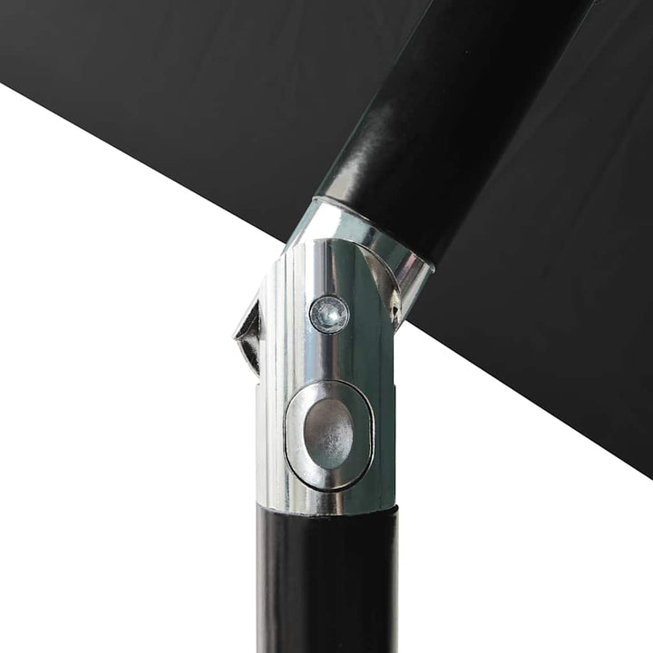 parasol med LED-lys og stålstang 2x3 m sort