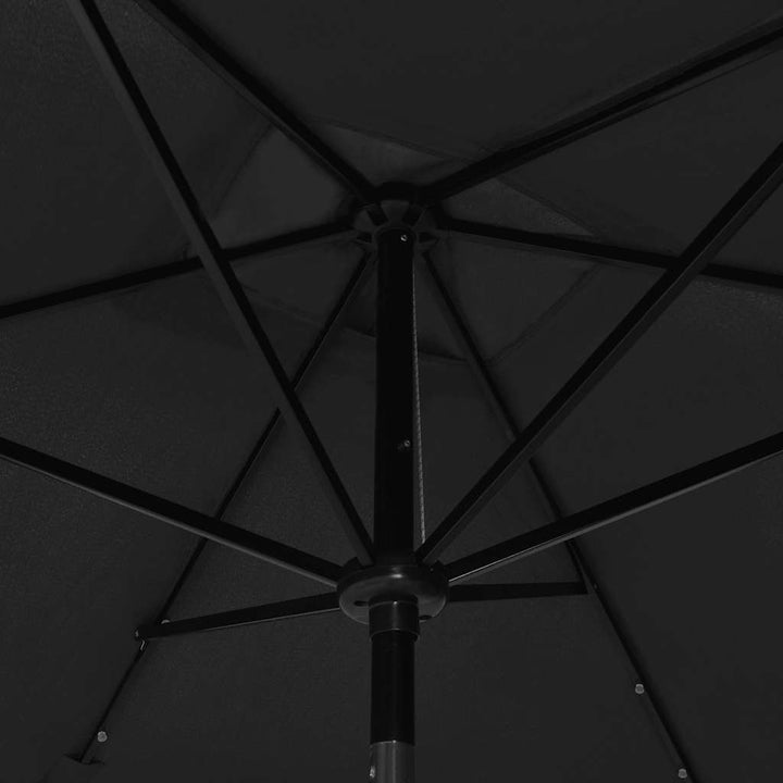 parasol med LED-lys og stålstang 2x3 m sort