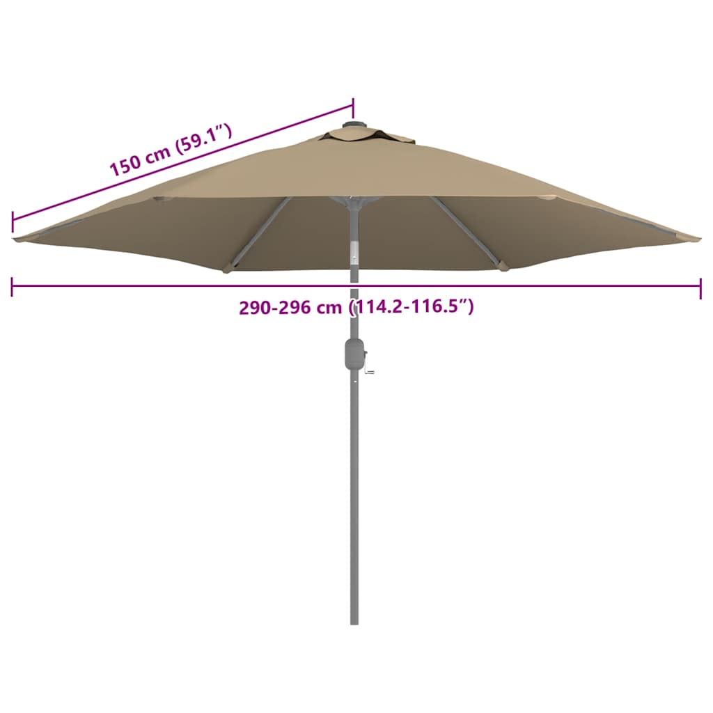udskiftningsdug til parasol 300 cm gråbrun