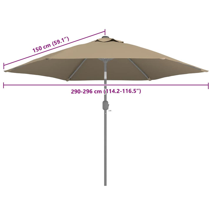udskiftningsdug til parasol 300 cm gråbrun