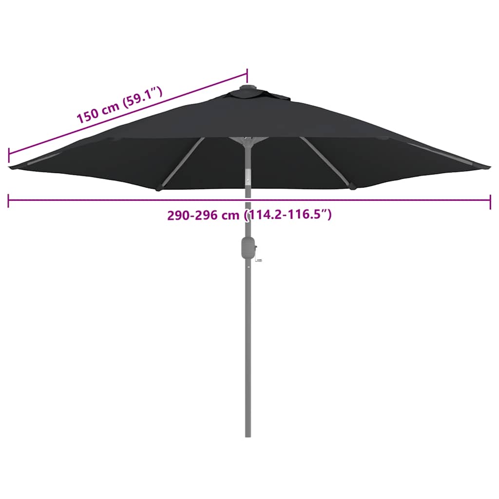 udskiftningsdug til parasol 300 cm sort