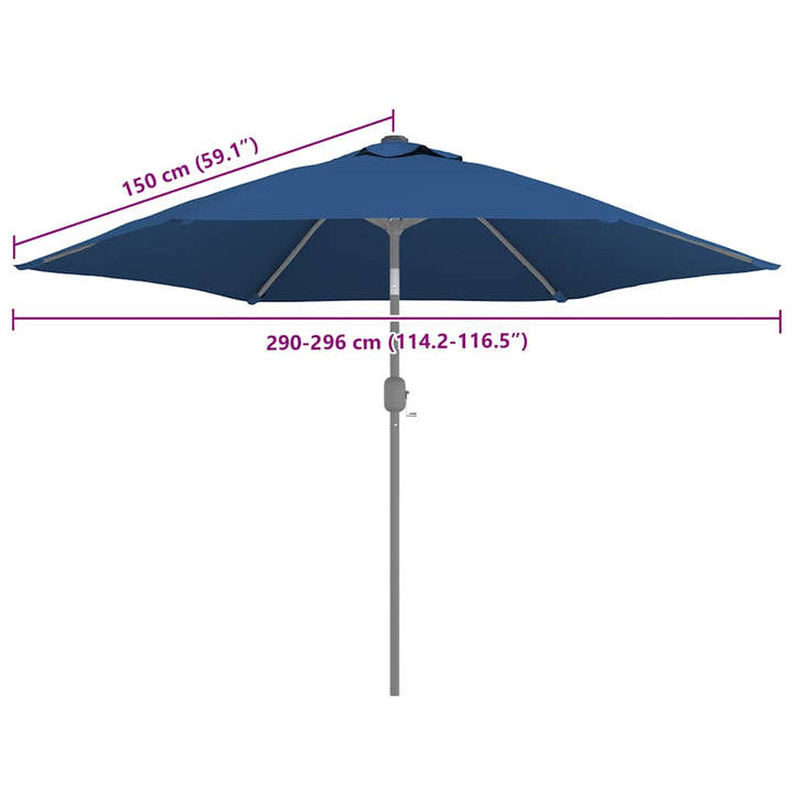 udskiftningsdug til parasol 300 cm azurblå