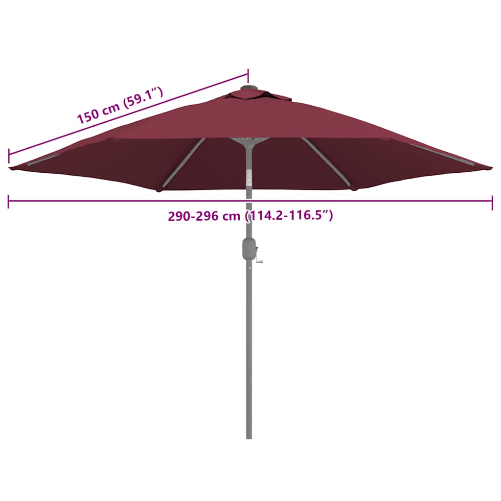 udskiftningsdug til parasol 300 cm bordeauxfarvet