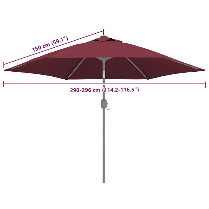 udskiftningsdug til parasol 300 cm bordeauxfarvet