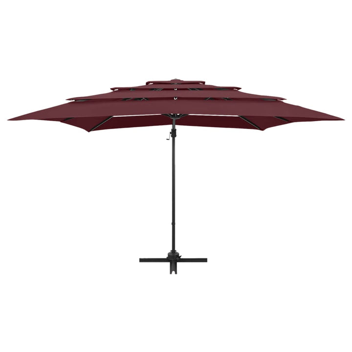 parasol 250x250 cm 4 niveauer aluminiumsstang bordeauxrød