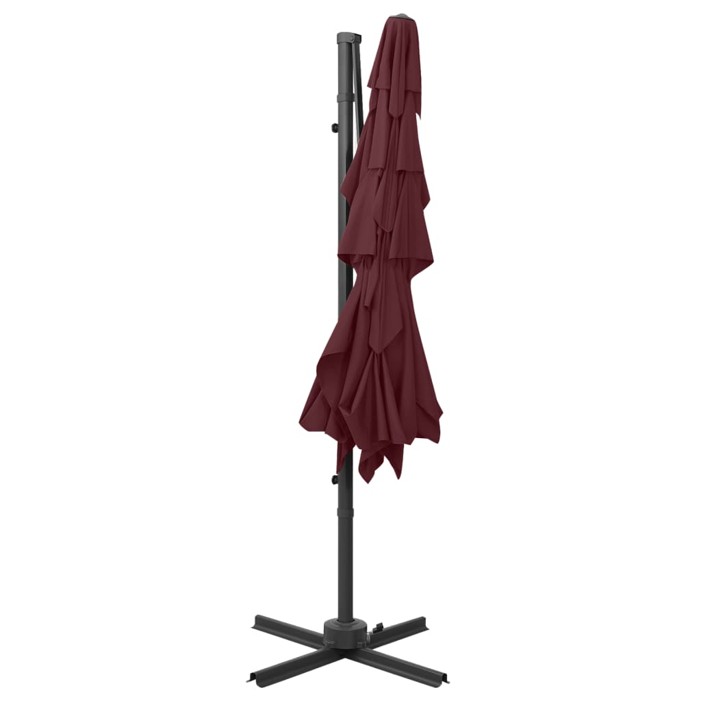 parasol 250x250 cm 4 niveauer aluminiumsstang bordeauxrød