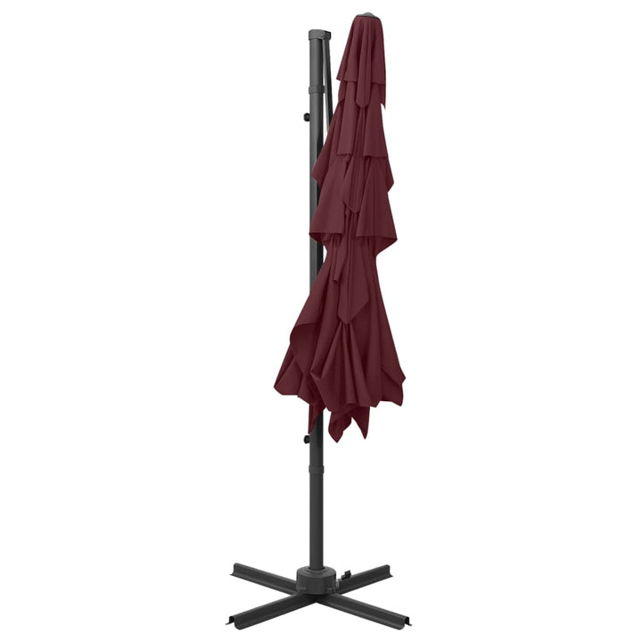 parasol 250x250 cm 4 niveauer aluminiumsstang bordeauxrød