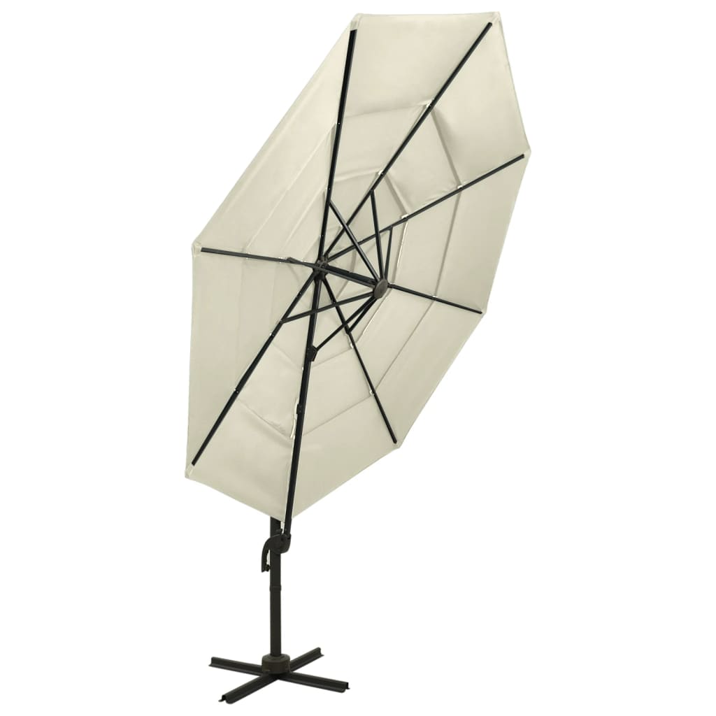 parasol 3x3 m aluminiumsstang 4 niveauer sandfarvet