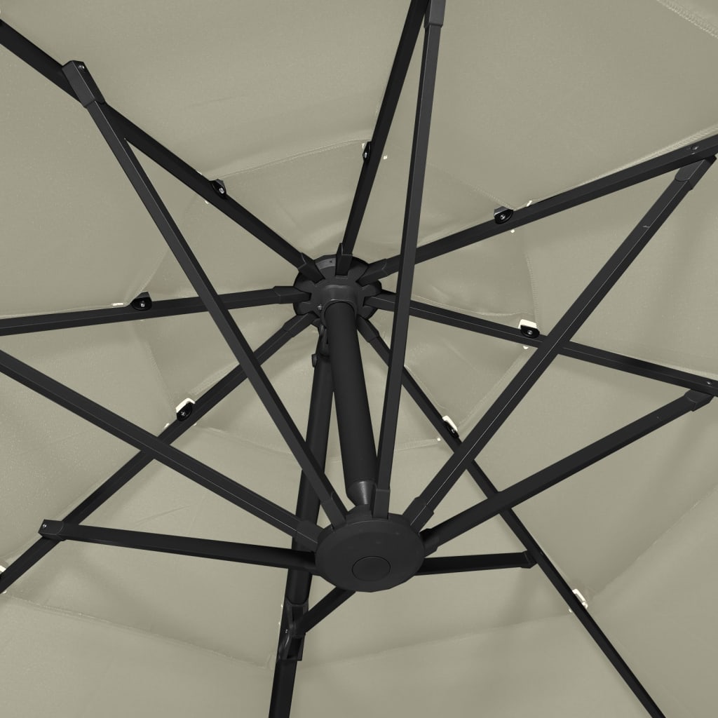 parasol 3x3 m aluminiumsstang 4 niveauer sandfarvet