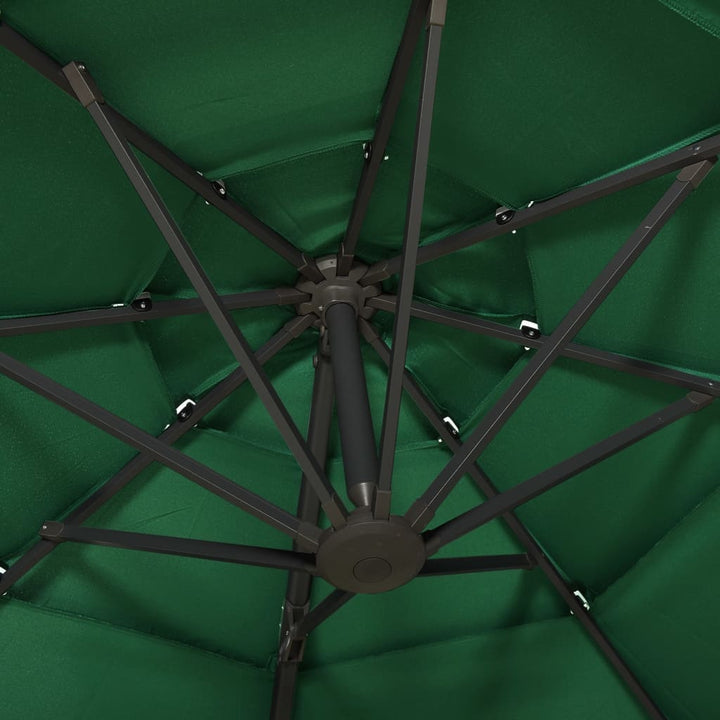 parasol 3x3 m aluminiumsstang 4 niveauer grøn