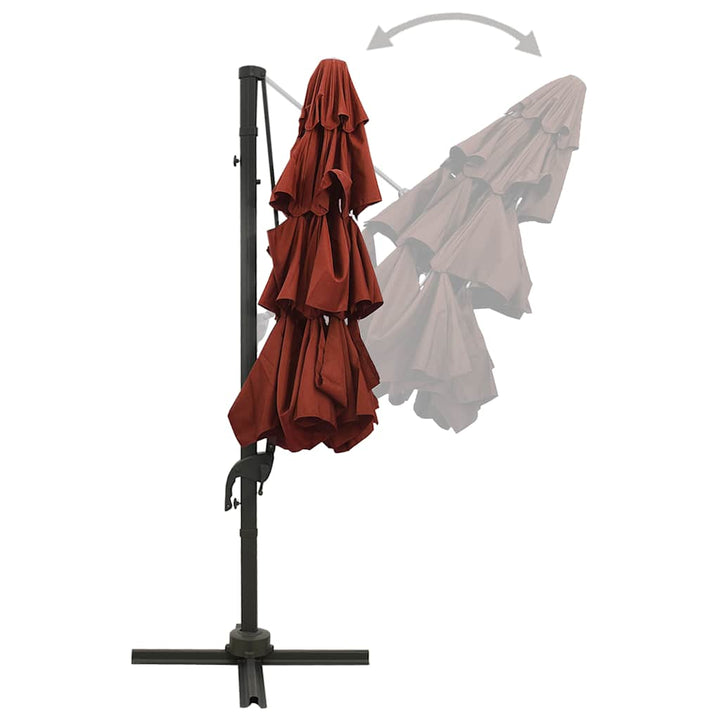 parasol 3x3 m aluminiumsstang 4 niveauer terrakotta