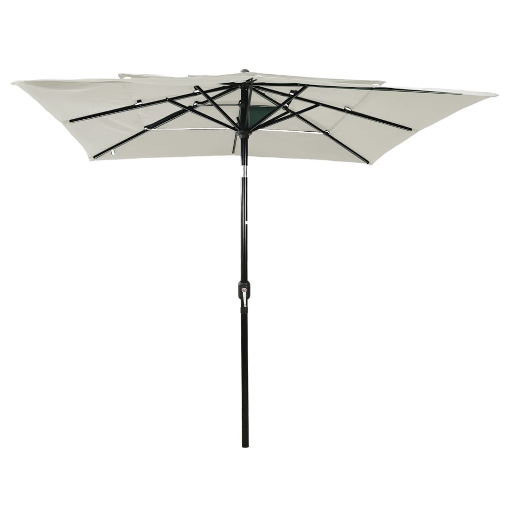 parasol 2,5x2,5 m aluminiumsstang 3 niveauer sandfarvet