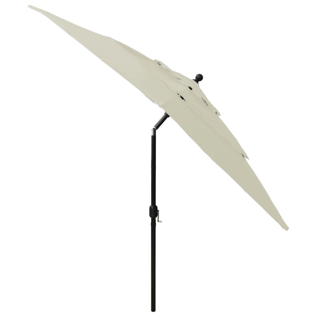 parasol 2,5x2,5 m aluminiumsstang 3 niveauer sandfarvet