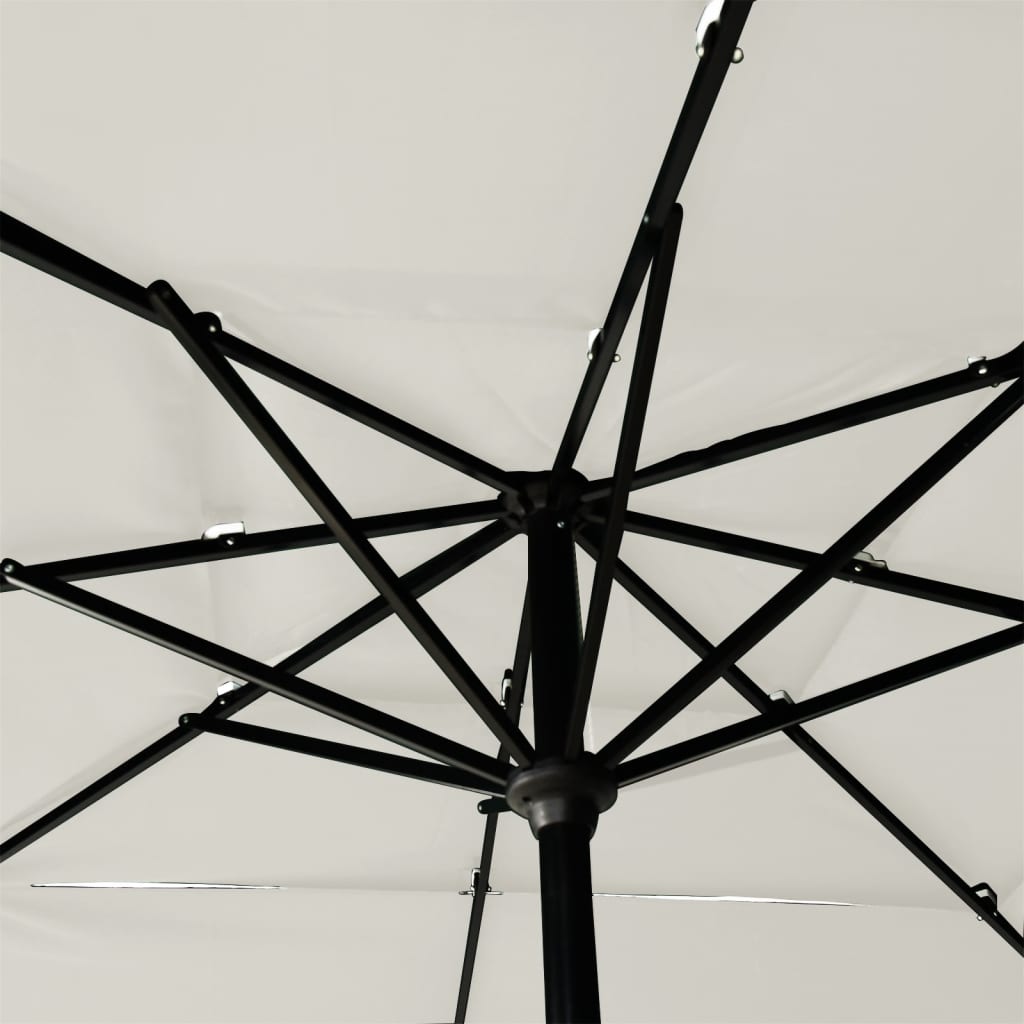 parasol 2,5x2,5 m aluminiumsstang 3 niveauer sandfarvet