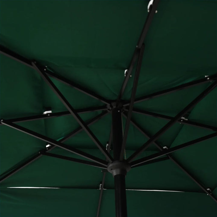parasol 2,5x2,5 m aluminiumsstang 3 niveauer grøn