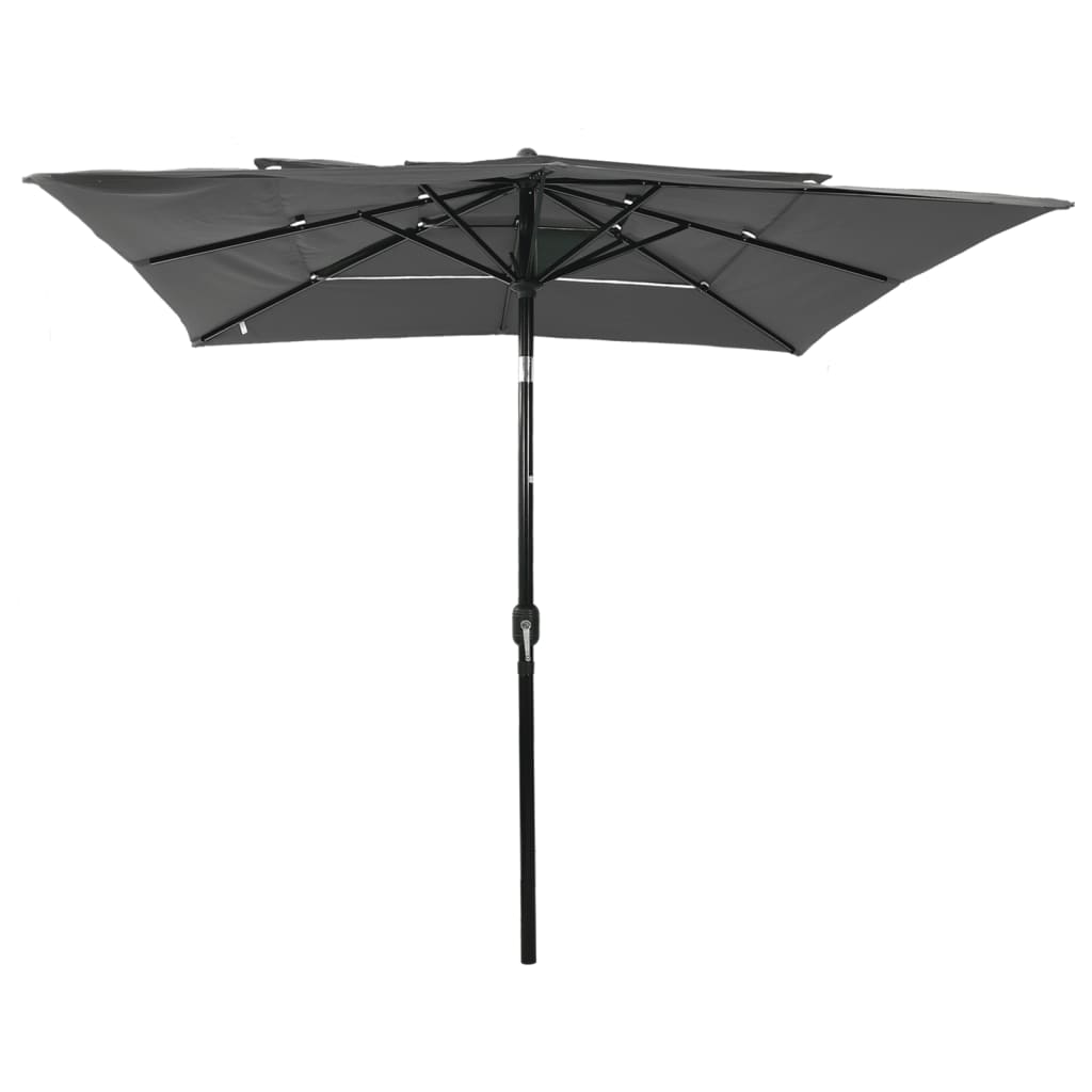 parasol 2,5x2,5 m aluminiumsstang 3 niveauer antracitgrå