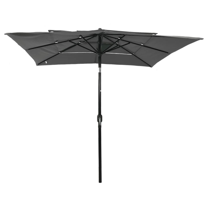 parasol 2,5x2,5 m aluminiumsstang 3 niveauer antracitgrå