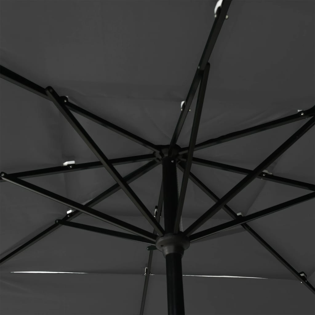 parasol 2,5x2,5 m aluminiumsstang 3 niveauer antracitgrå