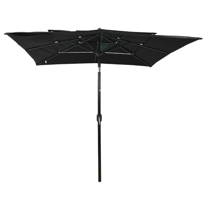parasol 2,5x2,5 m aluminiumsstang 3 niveauer sort