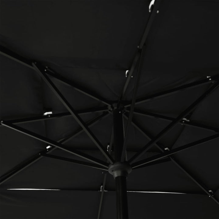 parasol 2,5x2,5 m aluminiumsstang 3 niveauer sort