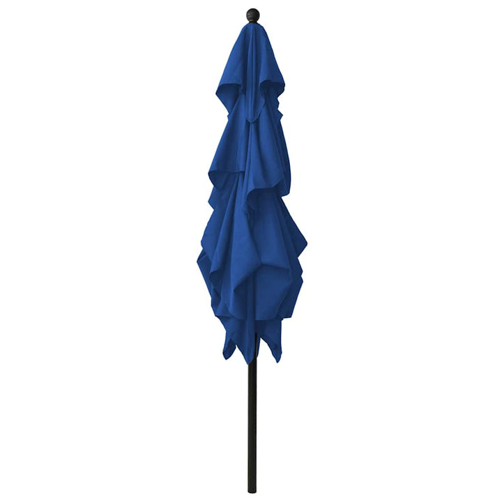 parasol 2,5x2,5 m aluminiumsstang 3 niveauer azurblå