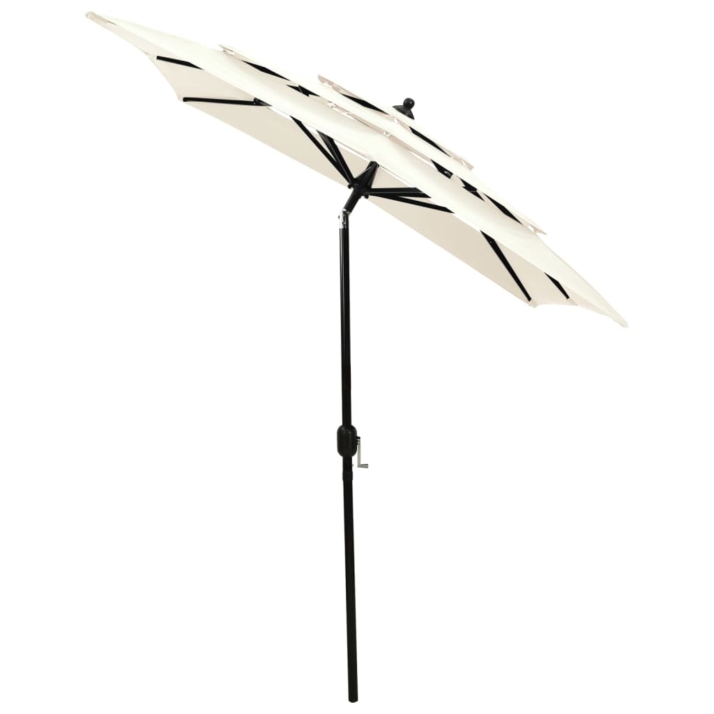 parasol 2x2 m aluminiumsstang 3 niveauer sandfarvet