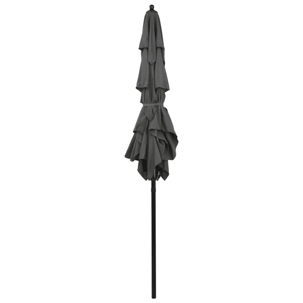 parasol 2x2 m aluminiumsstang 3 niveauer antracitgrå
