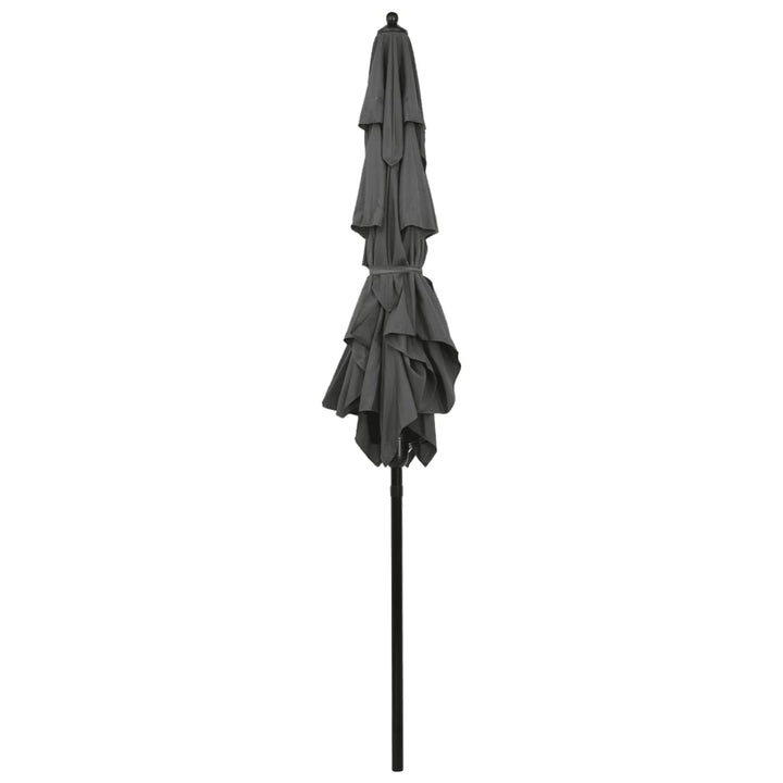 parasol 2x2 m aluminiumsstang 3 niveauer antracitgrå