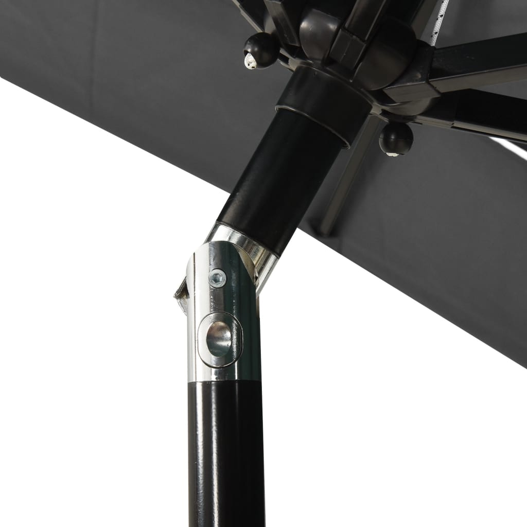 parasol 2x2 m aluminiumsstang 3 niveauer antracitgrå
