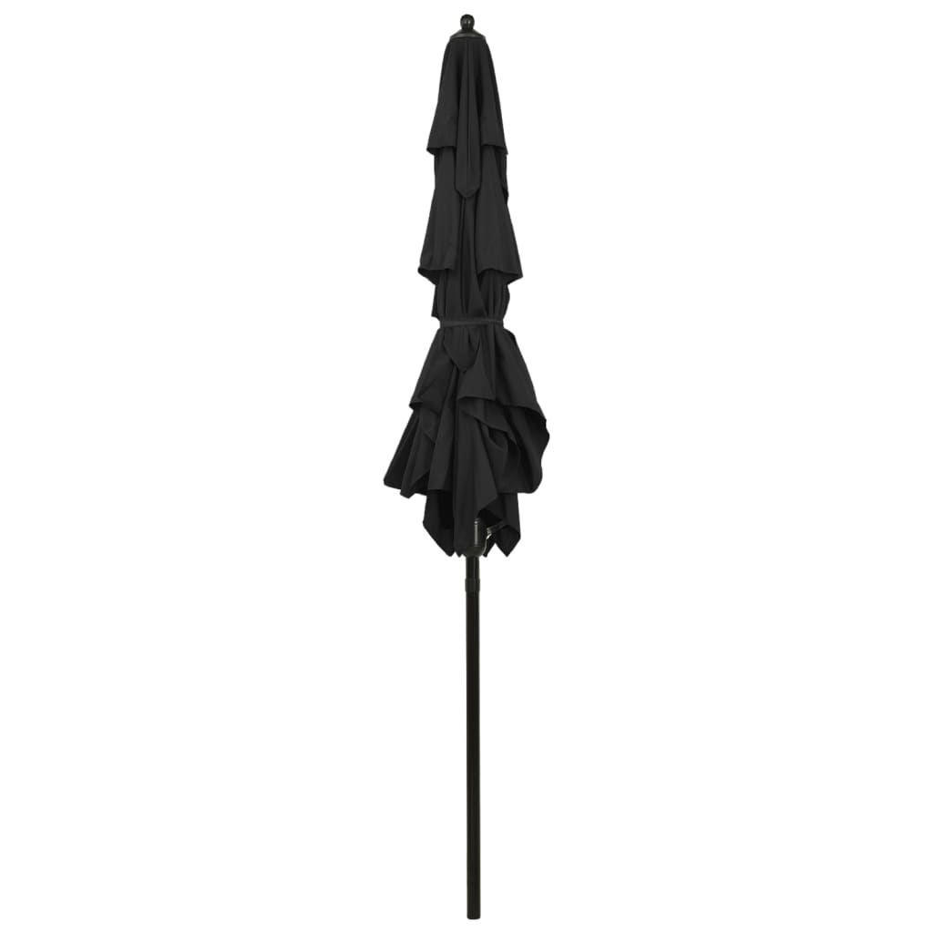 parasol 2x2 m aluminiumsstang 3 niveauer sort