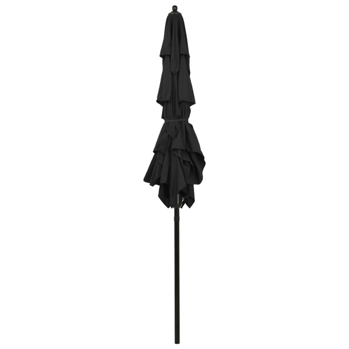parasol 2x2 m aluminiumsstang 3 niveauer sort