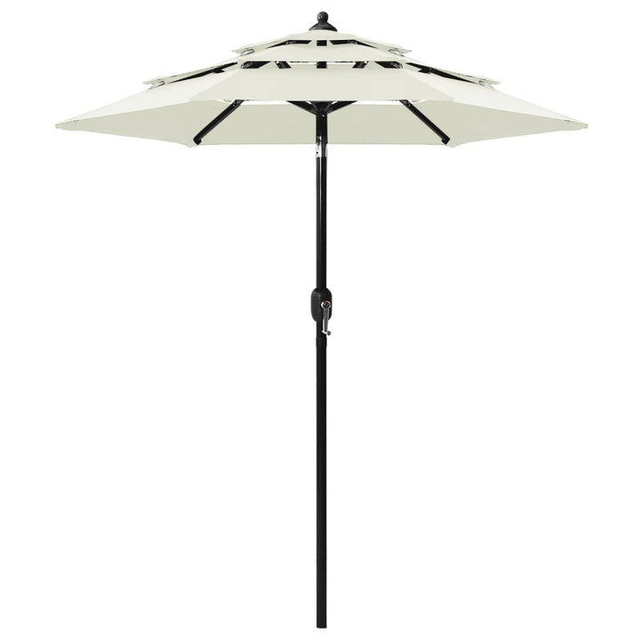 parasol 2 m aluminiumsstang 3 niveauer sandfarvet