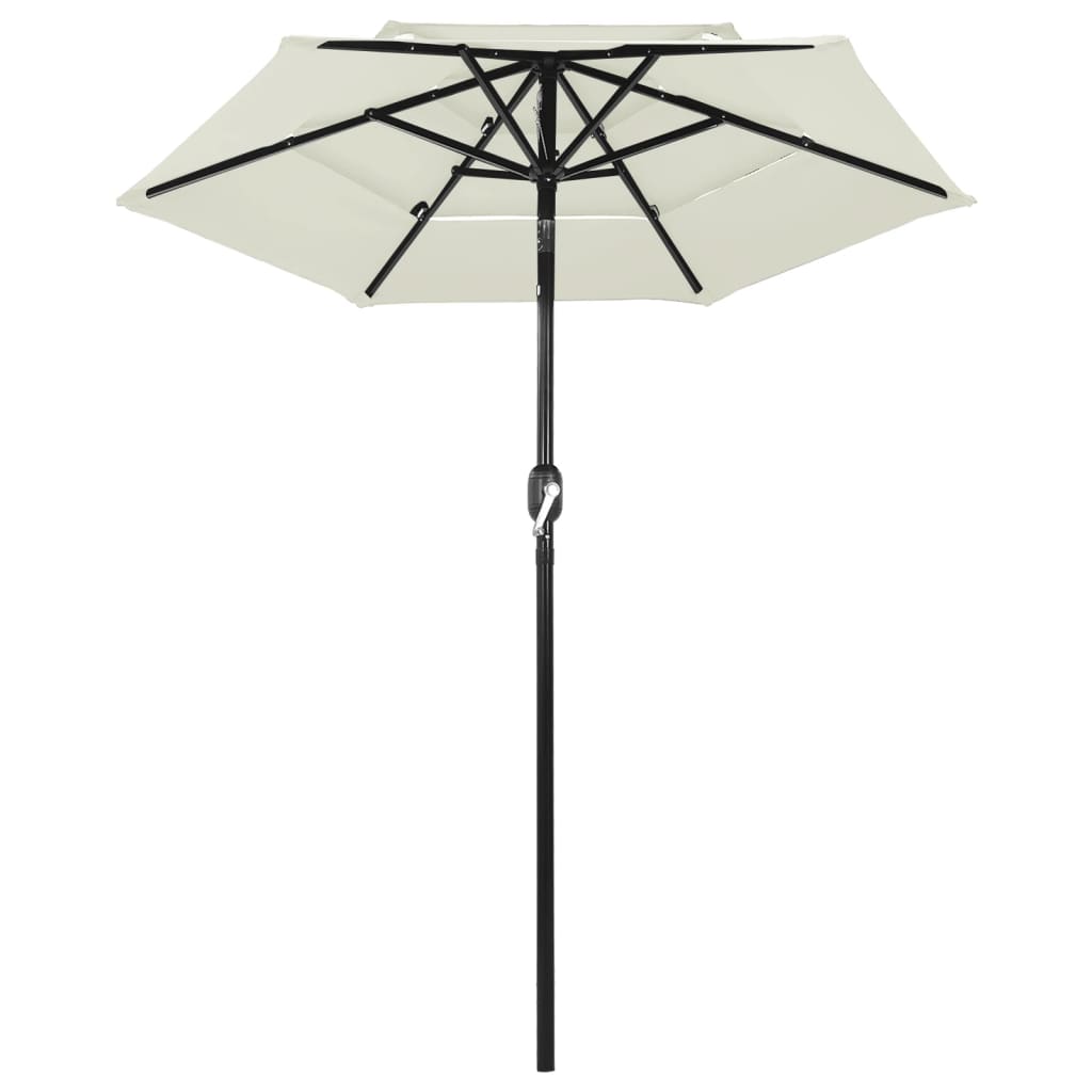 parasol 2 m aluminiumsstang 3 niveauer sandfarvet