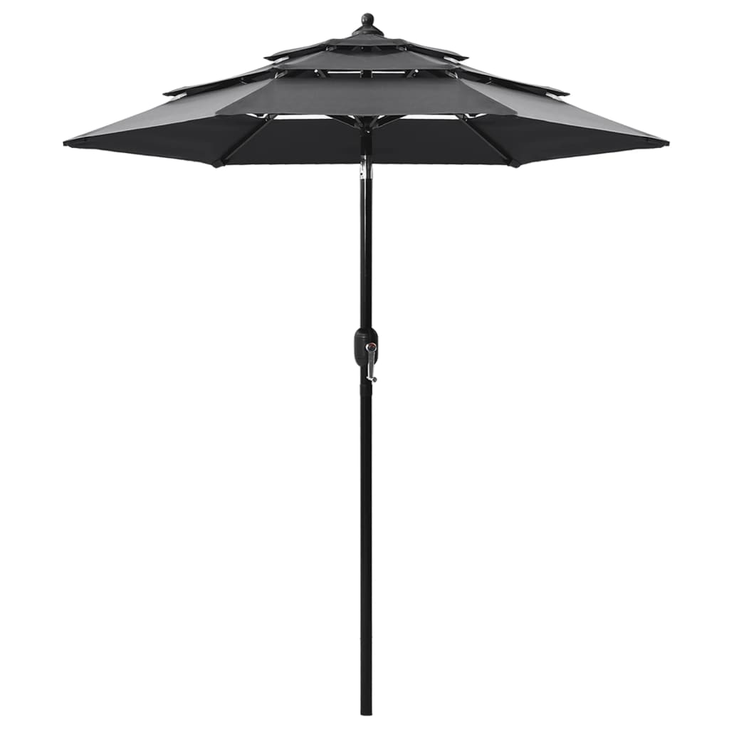 parasol 2 m aluminiumsstang 3 niveauer antracitgrå
