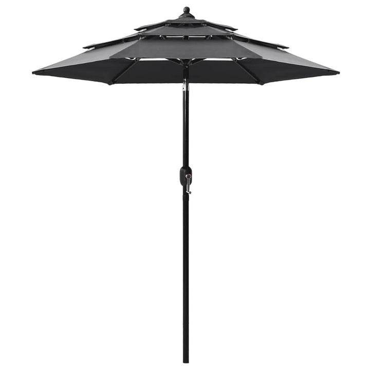 parasol 2 m aluminiumsstang 3 niveauer antracitgrå