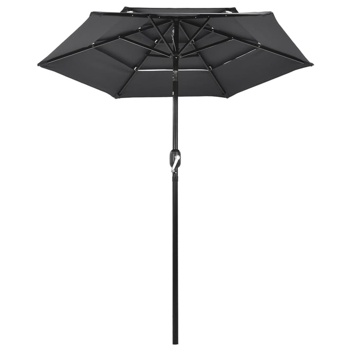 parasol 2 m aluminiumsstang 3 niveauer antracitgrå