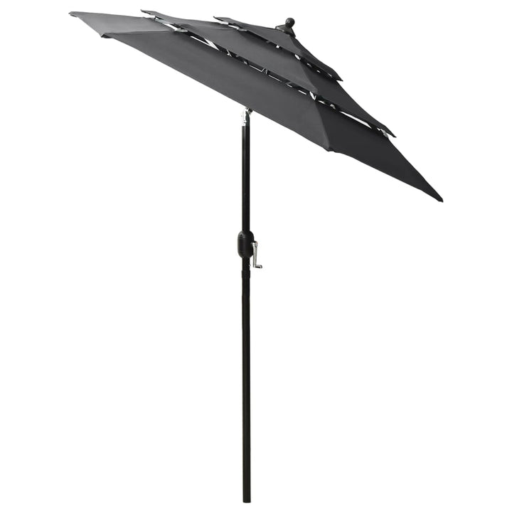 parasol 2 m aluminiumsstang 3 niveauer antracitgrå