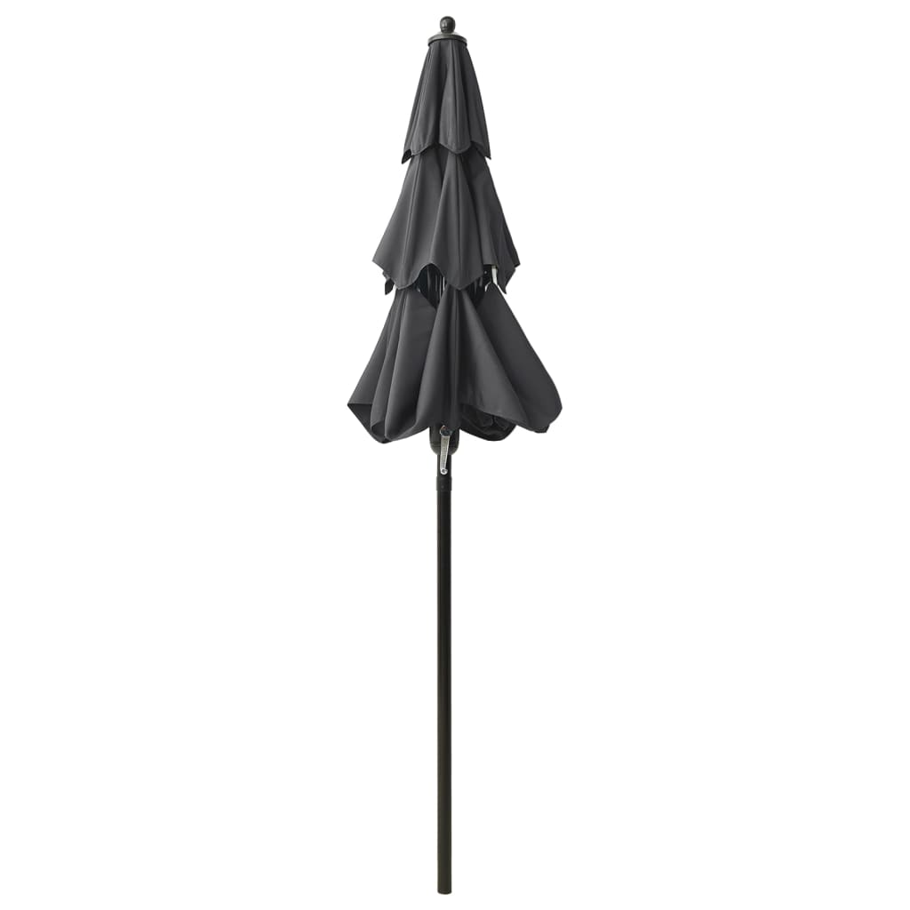 parasol 2 m aluminiumsstang 3 niveauer antracitgrå