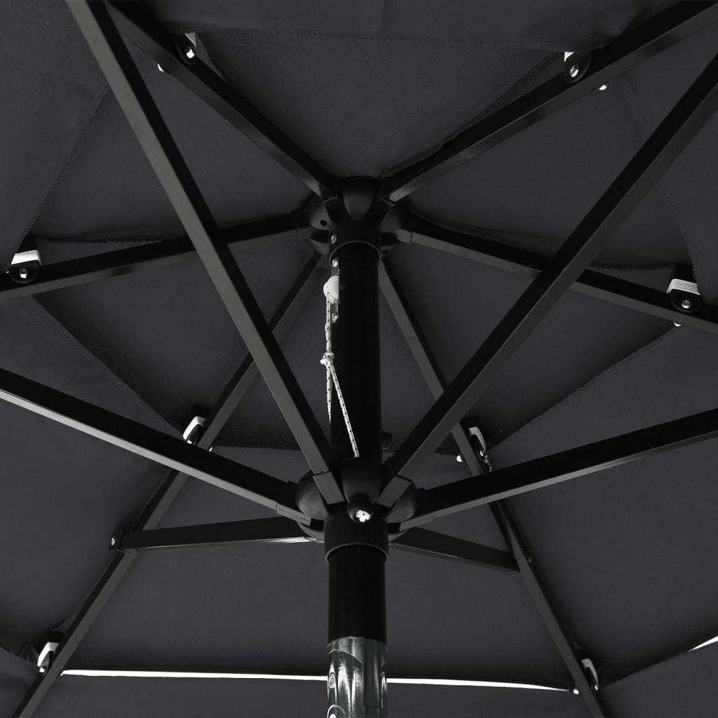 parasol 2 m aluminiumsstang 3 niveauer antracitgrå