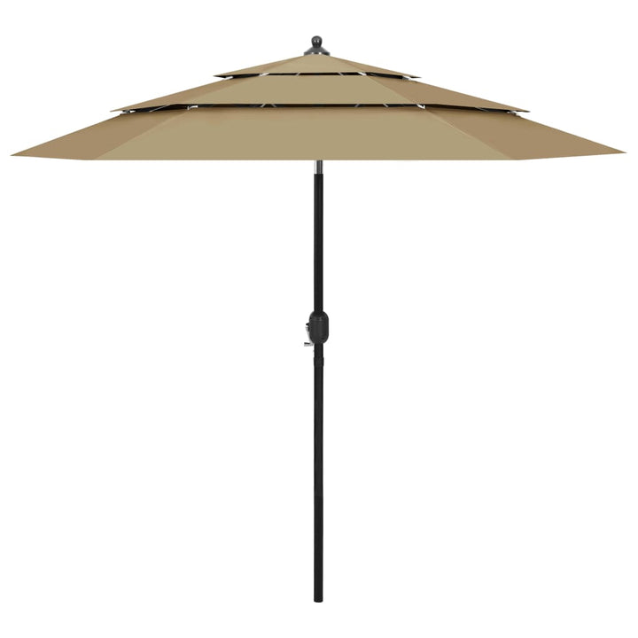 parasol 2,5 m aluminiumsstang 3 niveauer gråbrun