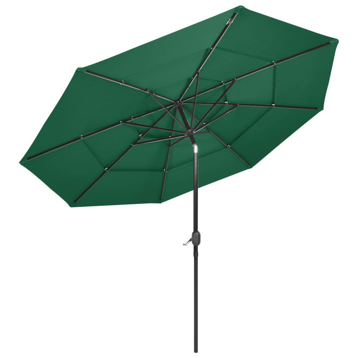 parasol 3 m aluminiumsstang 3 niveauer grøn