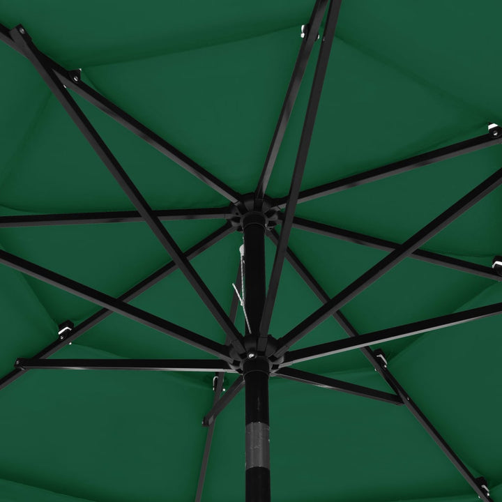 parasol 3 m aluminiumsstang 3 niveauer grøn
