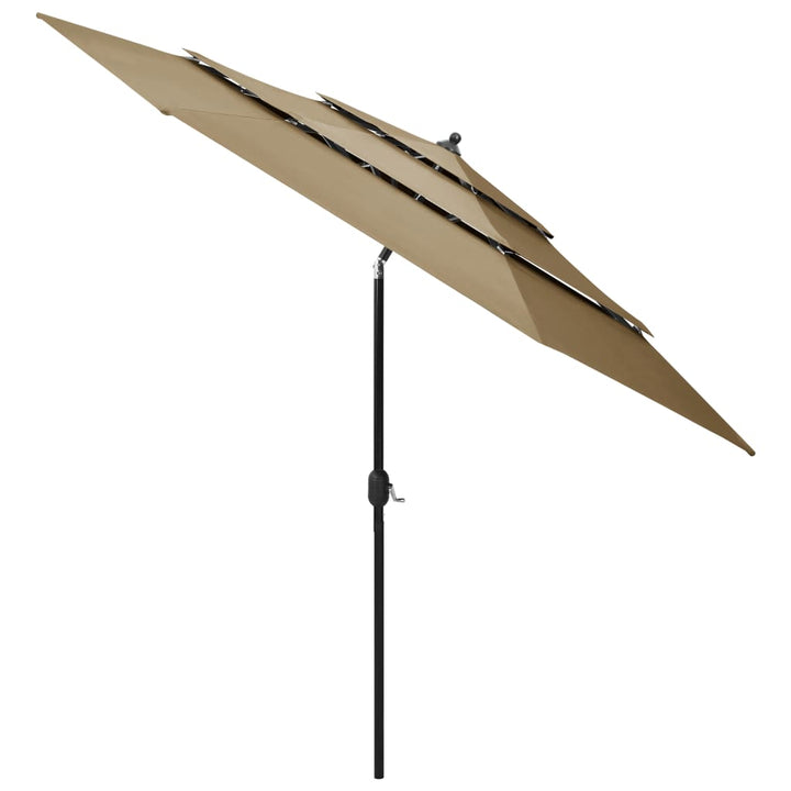 parasol med aluminiumsstang 3 m 3 niveauer gråbrun