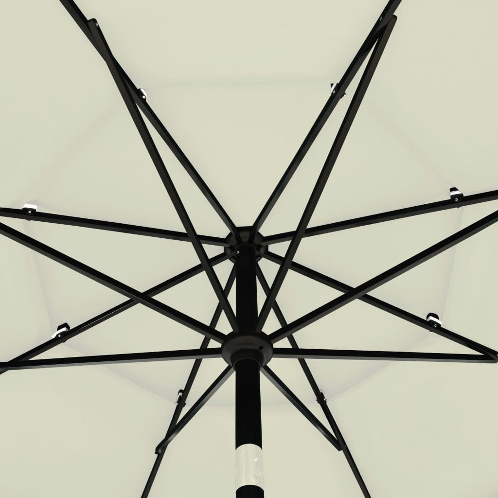 parasol med aluminiumsstang 3,5 m 3 niveauer sandfarvet