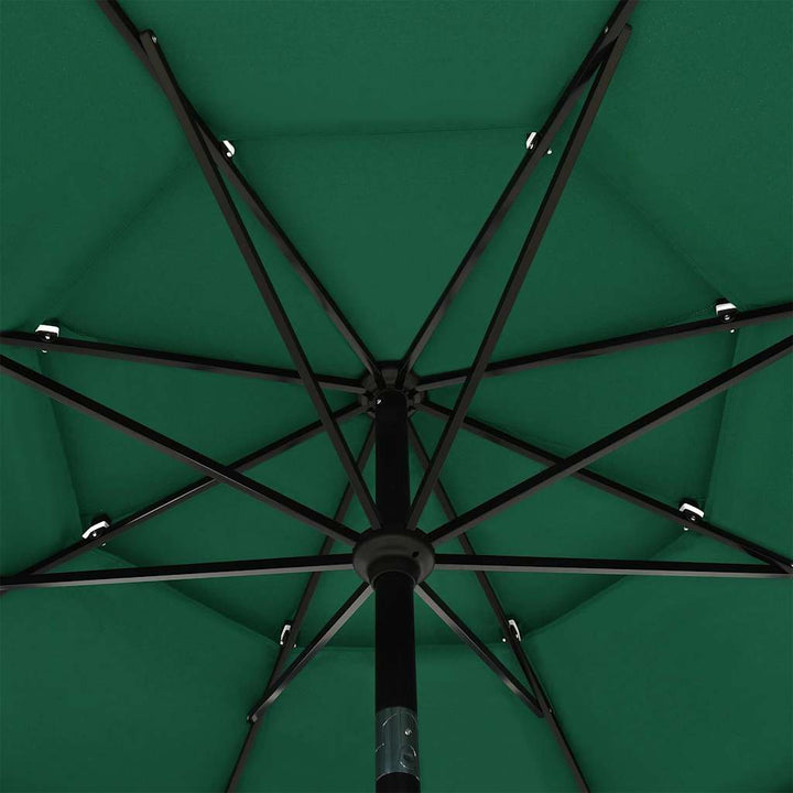 parasol med aluminiumsstang 3,5 m 3 niveauer grøn