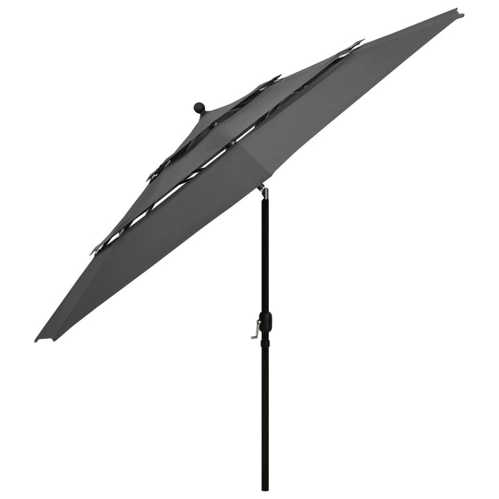 parasol med aluminiumsstang 3,5 m 3 niveauer antracitgrå