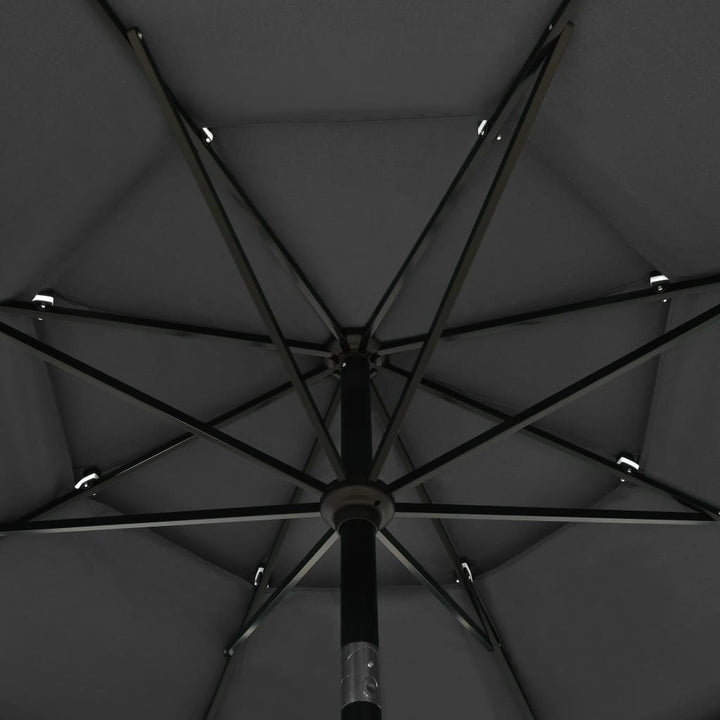 parasol med aluminiumsstang 3,5 m 3 niveauer antracitgrå