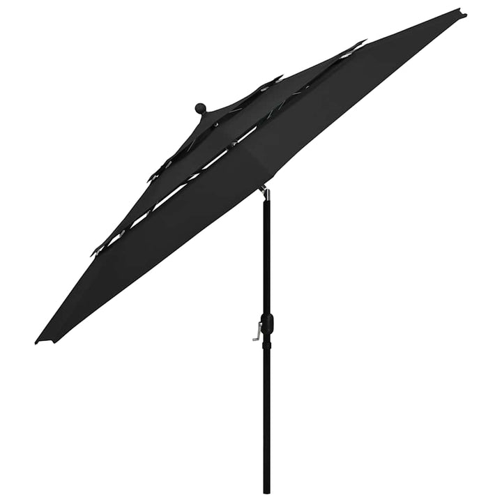 parasol med aluminiumsstang 3,5 m 3 niveauer sort